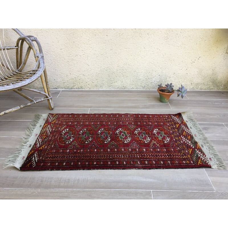 Vintage colored Afghan rug in pure wool