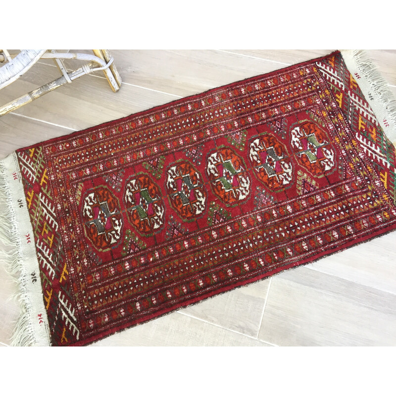 Kleurrijk vintage Afghaans tapijt van zuivere wol
