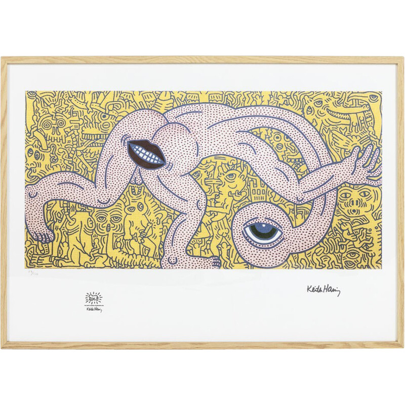 Serigrafía vintage de Keith Haring, 1990