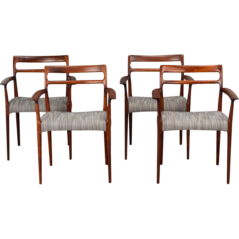 Set van 4 vintage rozenhouten fauteuils van Erling Torvits voor Soro Stolefabriks, 1960.