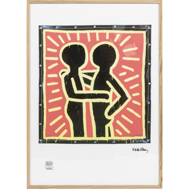 Serigrafía vintage de Keith Haring, 1990