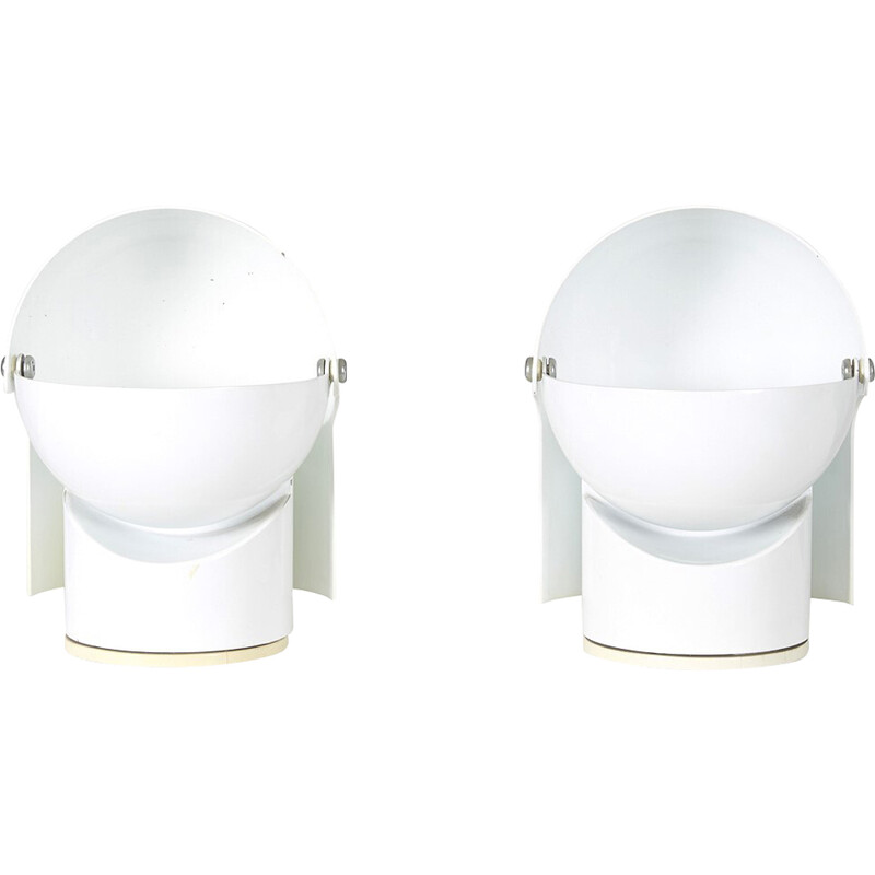 Pair of vintage Pileino lamps in white lacquered metal by Gae Aulenti for Artemide, Italy 1970s