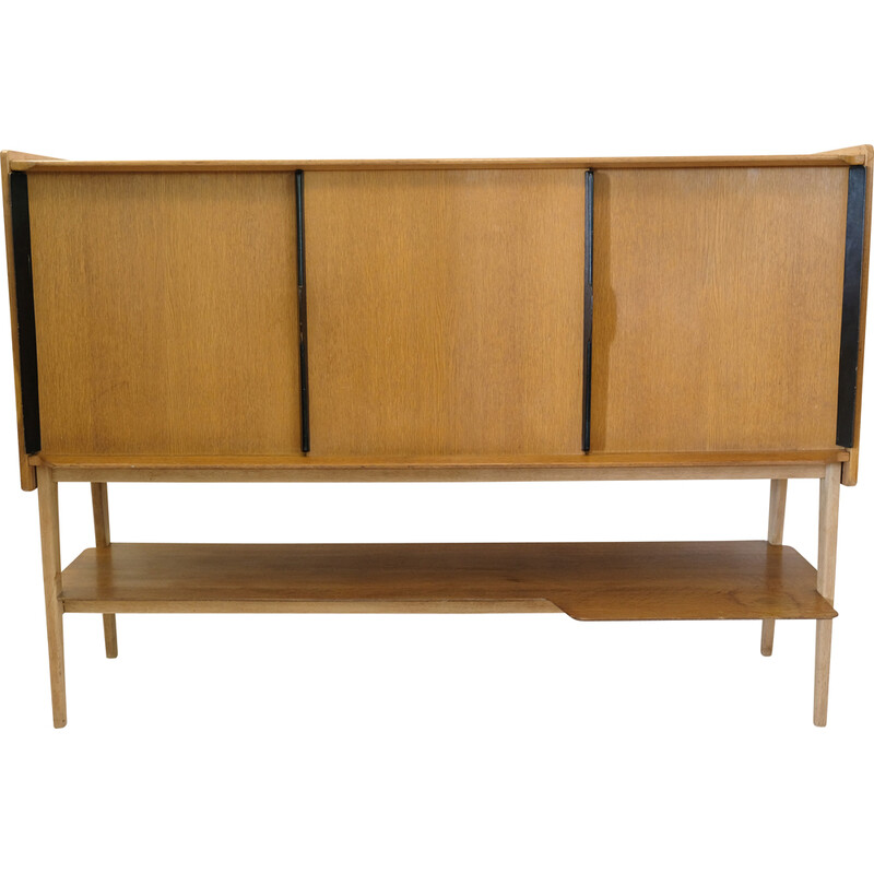 Vintage oak and black wood sideboard by Roger Landault for Meuble Abc, 1950