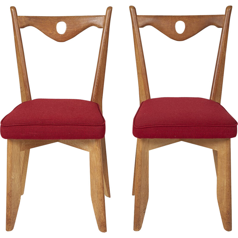 Pair of vintage oakwood chairs by Guillerme and Chambron for Votre Maison, 1960s