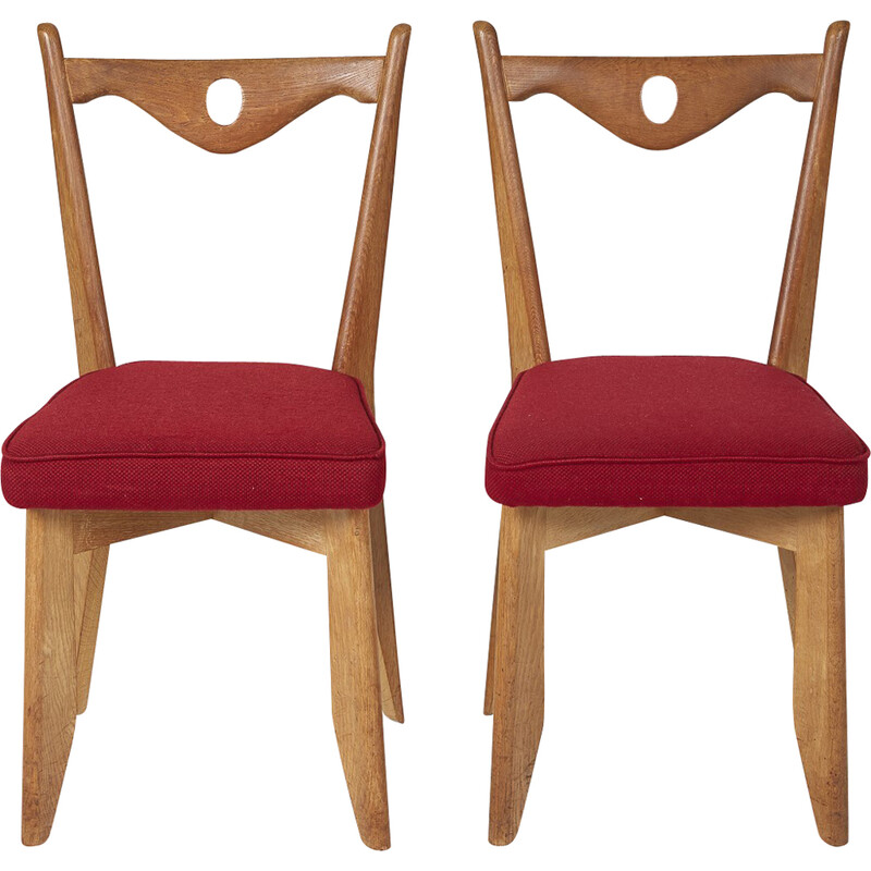 Pareja de sillas vintage de roble de Guillerme y Chambron para Votre Maison, 1960