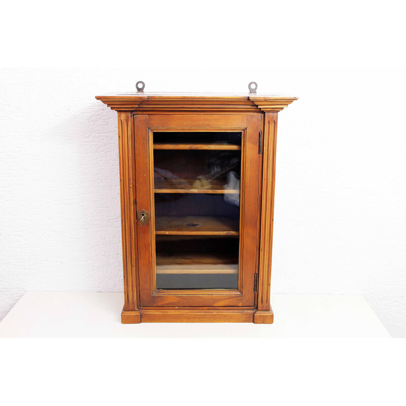 Vintage-Wandvitrine aus Massivholz, 1950