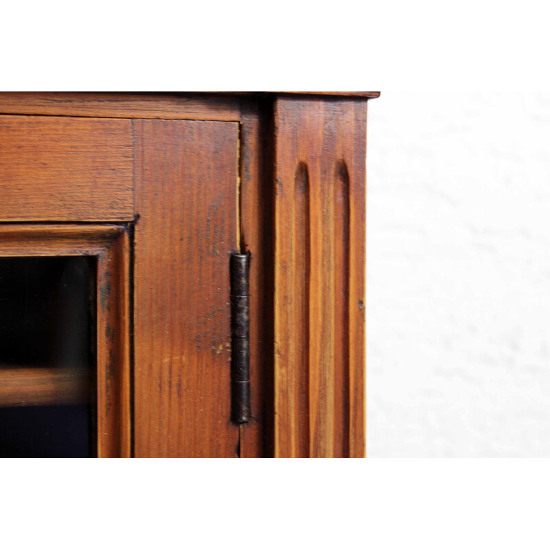 Vintage wall display cabinet in solid wood, 1950s