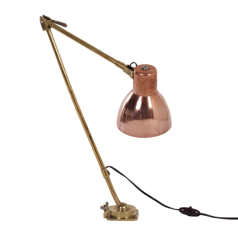 Bauhaus Wall Lamp of Copper and Brass by KANDEM - 1930s.