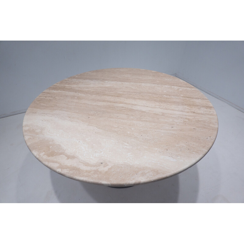 Vintage travertine and metal table, Italy 1960s
