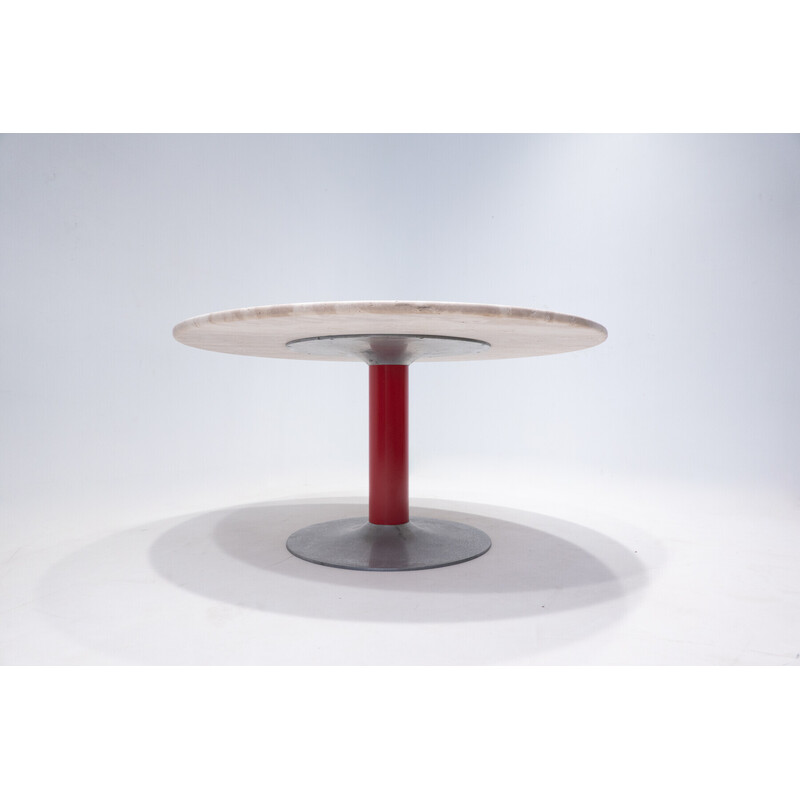 Vintage travertine and metal table, Italy 1960s