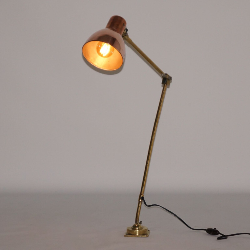 Bauhaus Wall Lamp of Copper and Brass by KANDEM - 1930s.