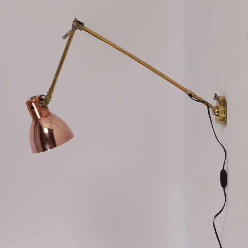 Bauhaus Wall Lamp of Copper and Brass by KANDEM - 1930s.