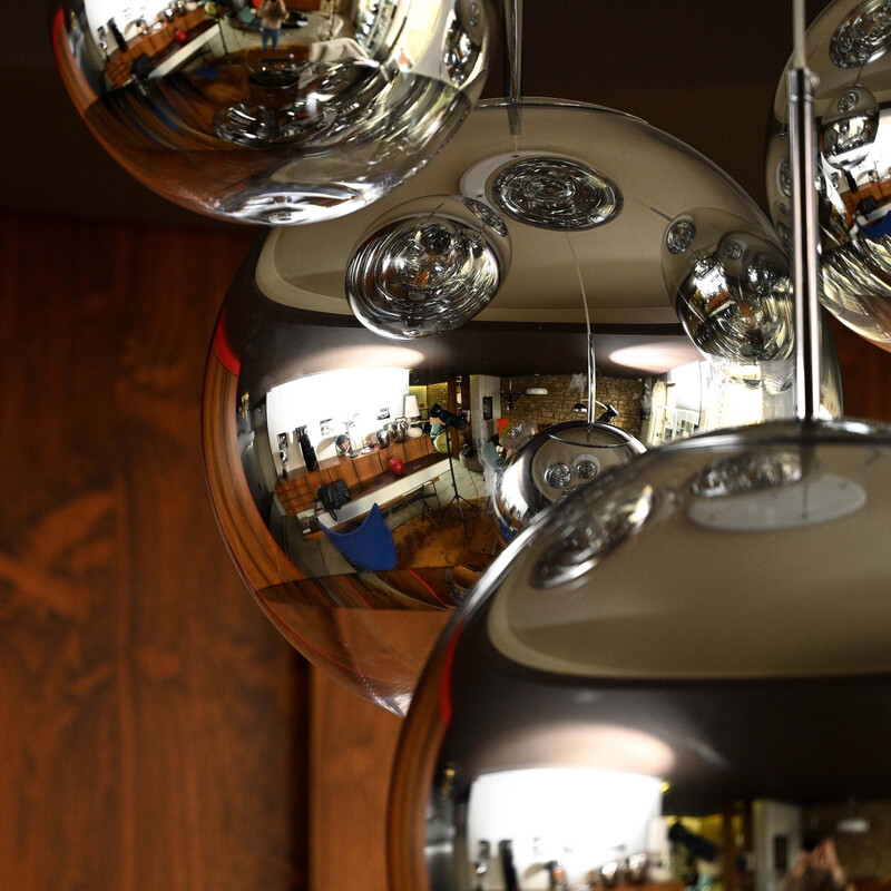 Vintage "Mirror ball" chandelier in transparent plastic by Tom Dixon