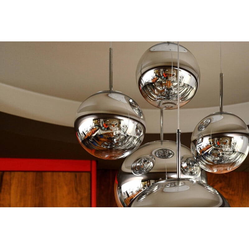 Lustre vintage "Mirror ball" en plastique transparent par Tom Dixon