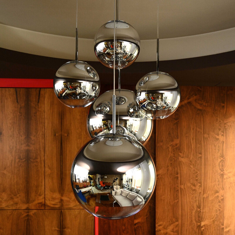 Vintage "Mirror ball" chandelier in transparent plastic by Tom Dixon