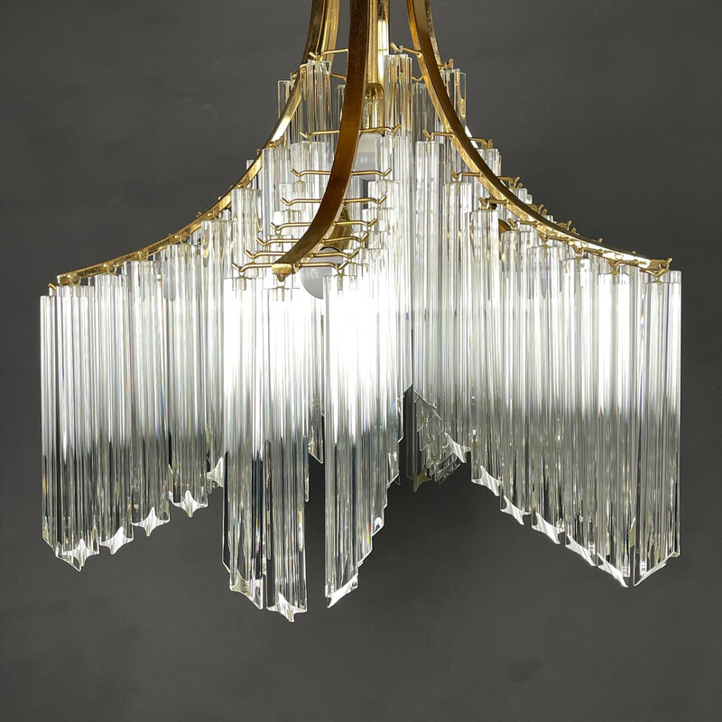 Vintage Murano glass waterfall chandelier by Venini, Italy 1970s