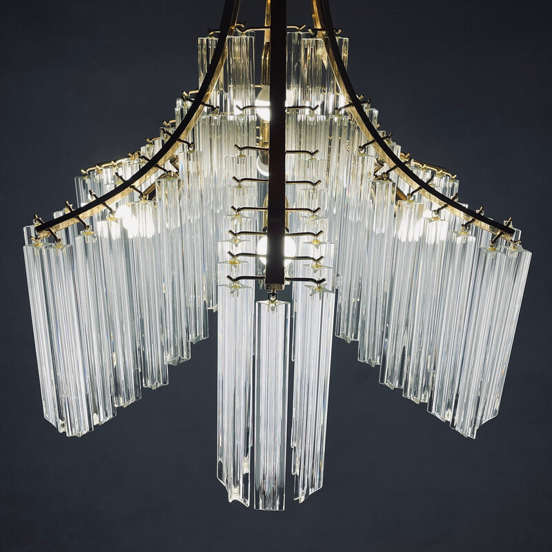 Vintage Murano glass waterfall chandelier by Venini, Italy 1970s