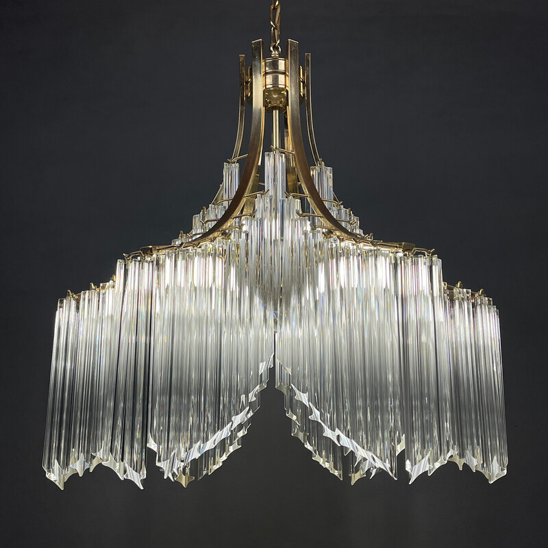 Vintage Murano glass waterfall chandelier by Venini, Italy 1970s