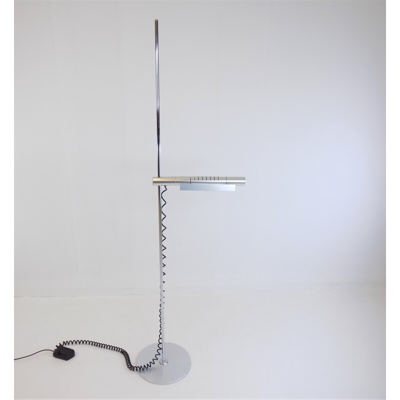 Vintage Halo floor lamp in stainless steel by R. and R. Baltensweiler for Swisslamps International, 1970s