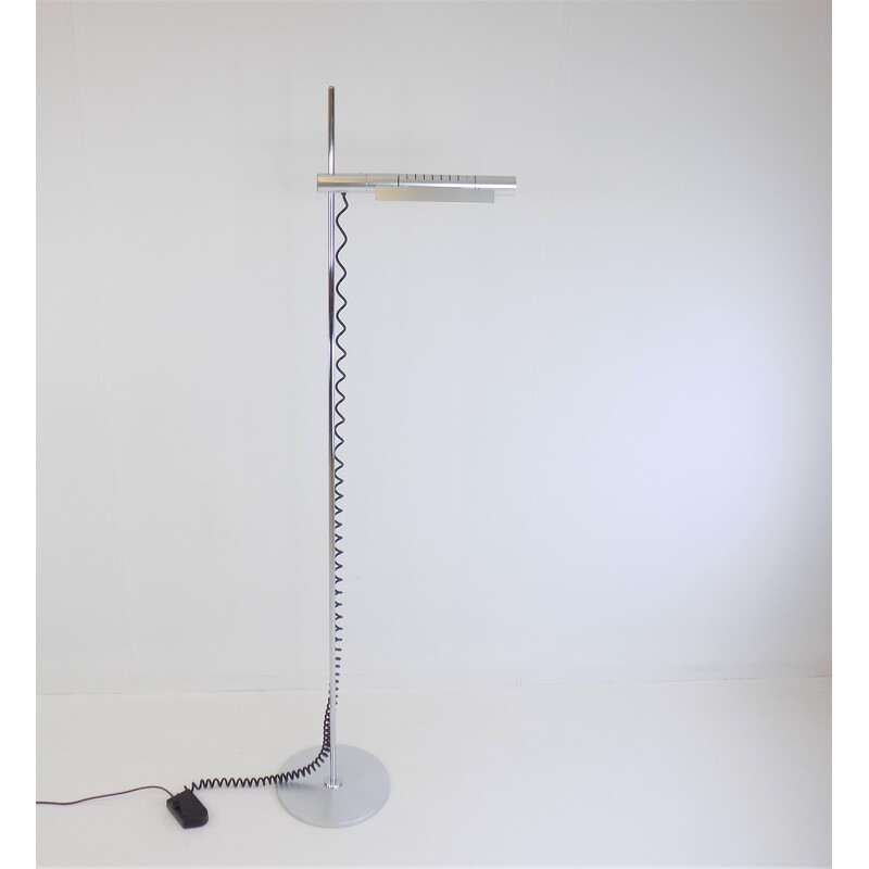 Vintage Halo floor lamp in stainless steel by R. and R. Baltensweiler for Swisslamps International, 1970s