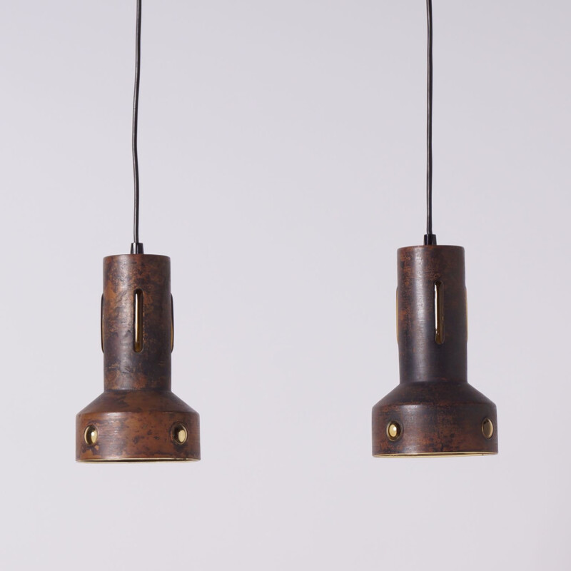 Pair of Copper pendant lights by Nanny Still - 1960s