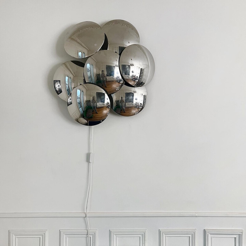 Vintage metal and chrome wall lamp by Gioffredo Reggiani, 1970s