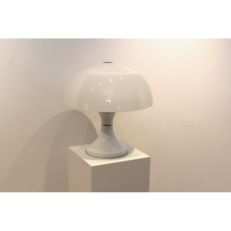 Lampe de table vintage champignon en verre opalin par Gaetano Sciolari pour Valenti, 1968