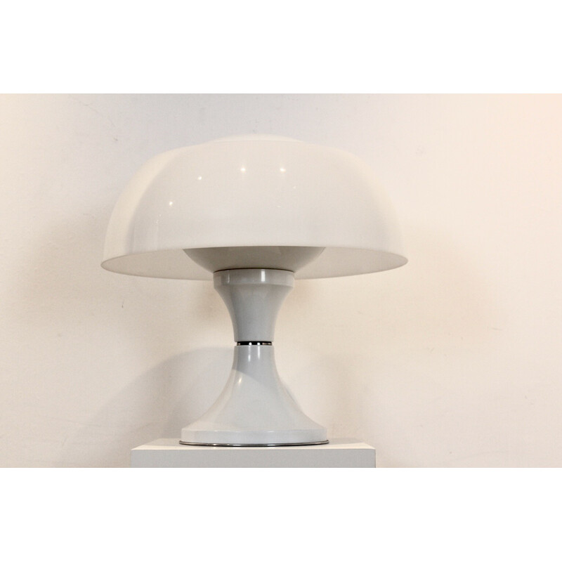 Lampe de table vintage champignon en verre opalin par Gaetano Sciolari pour Valenti, 1968