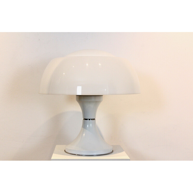 Vintage opal glass mushroom table lamp by Gaetano Sciolari for Valenti, 1968s