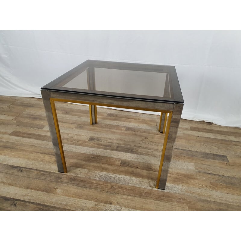 Vintage coffee table in steel and smoked glass by Renato Zevi, 1970s