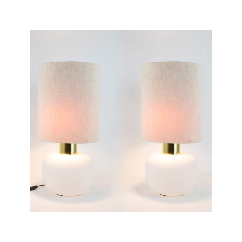Pair of vintage opaline glass lamps by Heinz-Josef Ohm for Limburg, 1968s