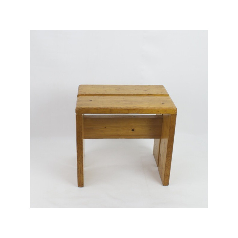 Vintage stool in pine, selected by Charlotte Perriand for Les Arcs, 1968
