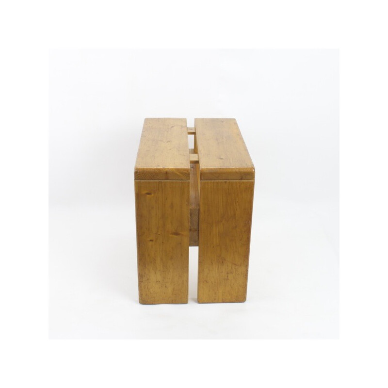 Vintage stool in pine, selected by Charlotte Perriand for Les Arcs, 1968