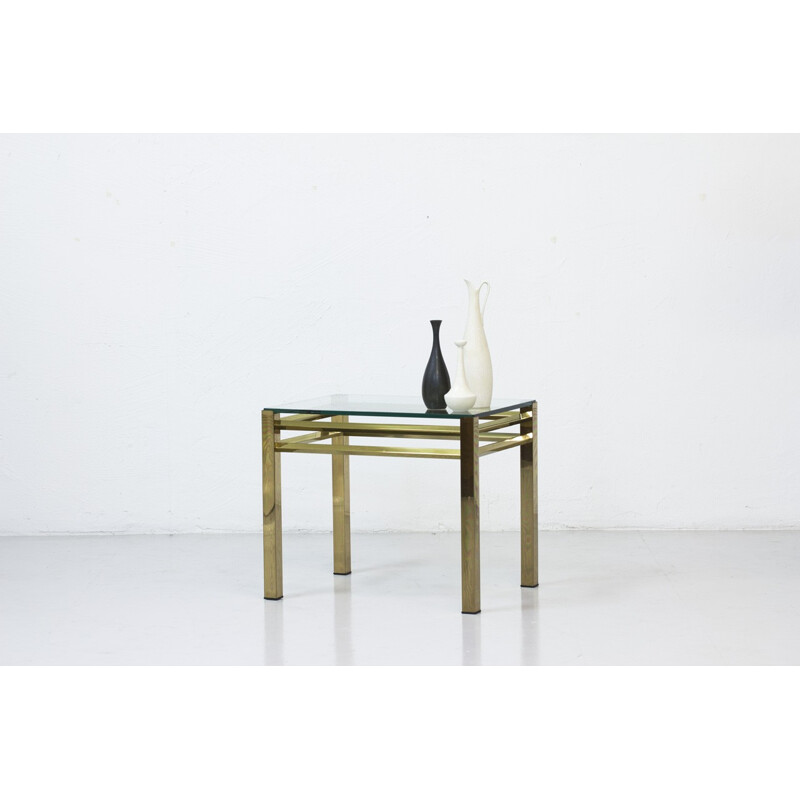 Brass and glass side table - 1970s