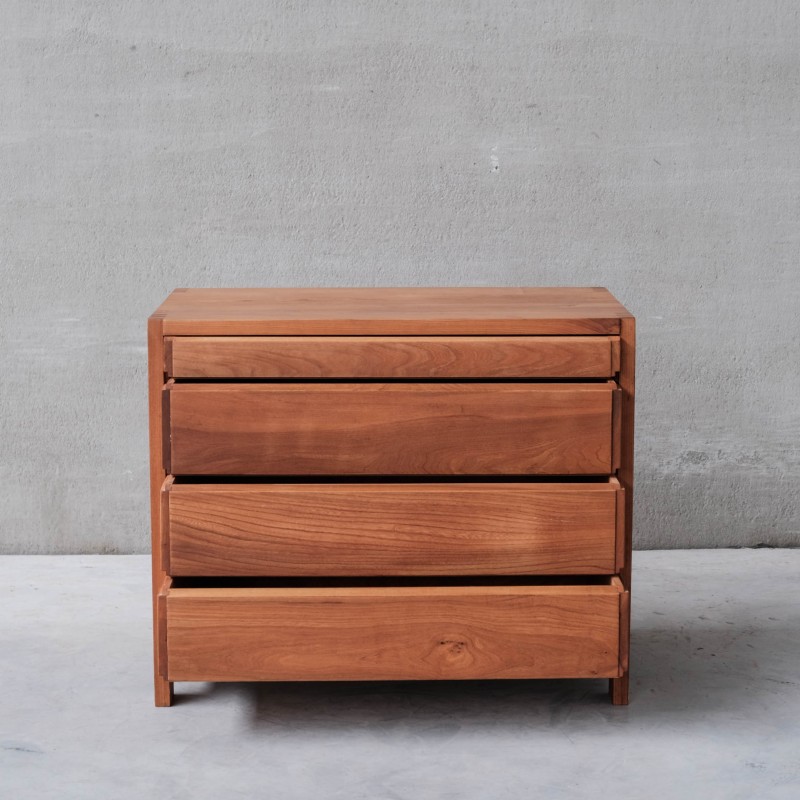 Vintage elmwood R03 chest of drawers by Pierre Chapo, France 1984