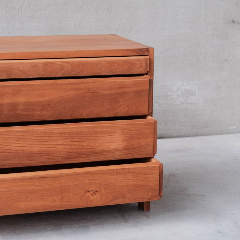 Vintage elmwood R03 chest of drawers by Pierre Chapo, France 1984