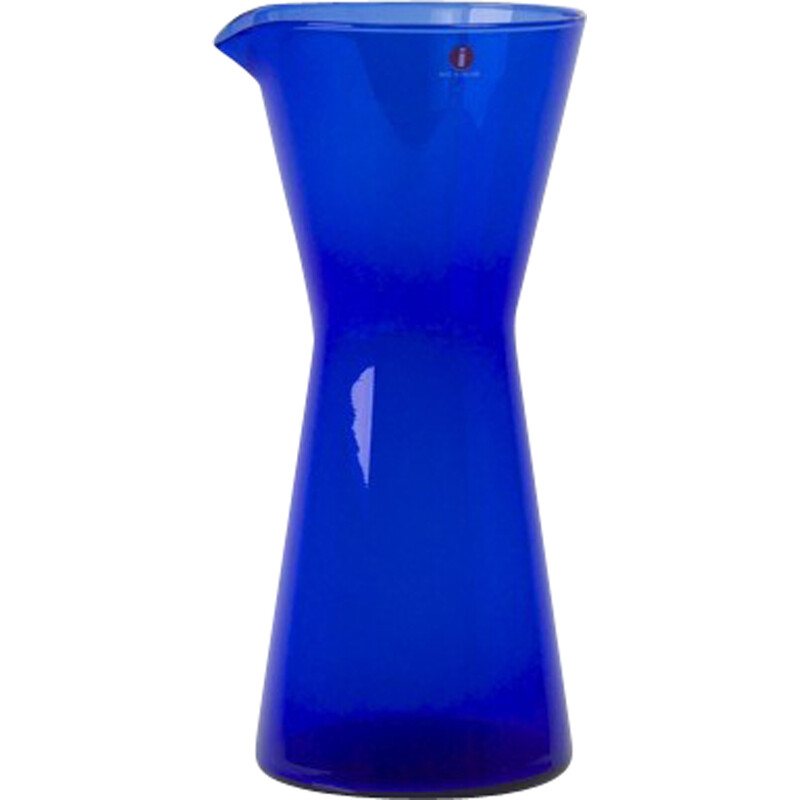 Vintage Kartio blue glass pitcher by Kaj Franck for Iittala, Finland