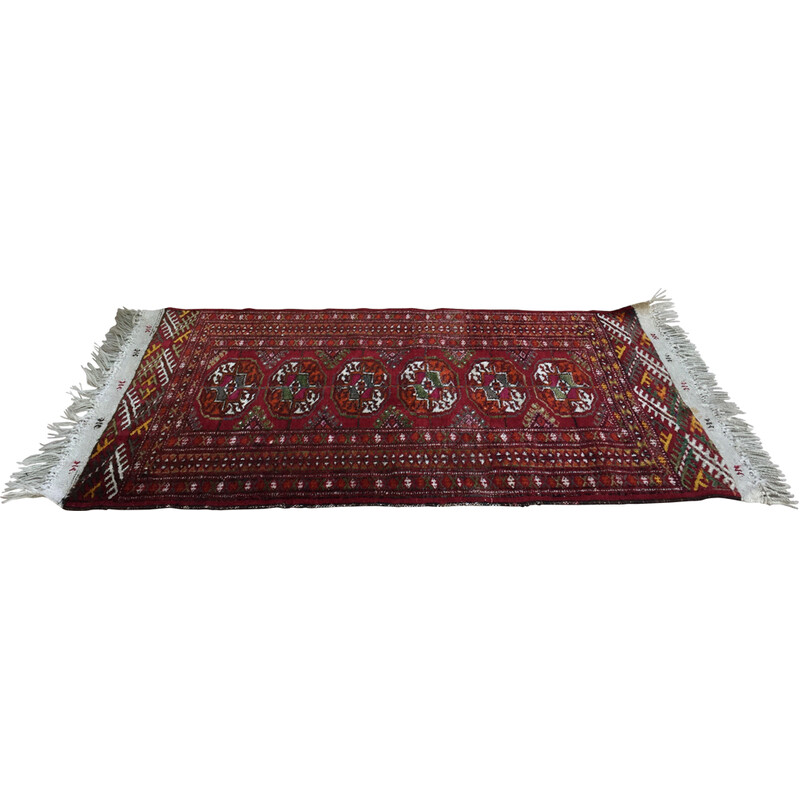 Colorida alfombra afgana vintage de pura lana