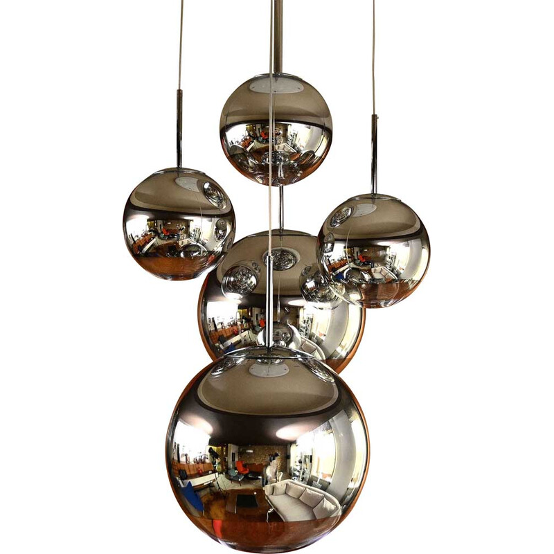 Vintage "Mirror ball" chandelier in transparent plastic by Tom Dixon