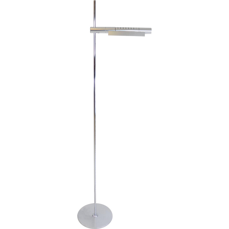 Vintage Halo floor lamp in stainless steel by R. and R. Baltensweiler for Swisslamps International, 1970s