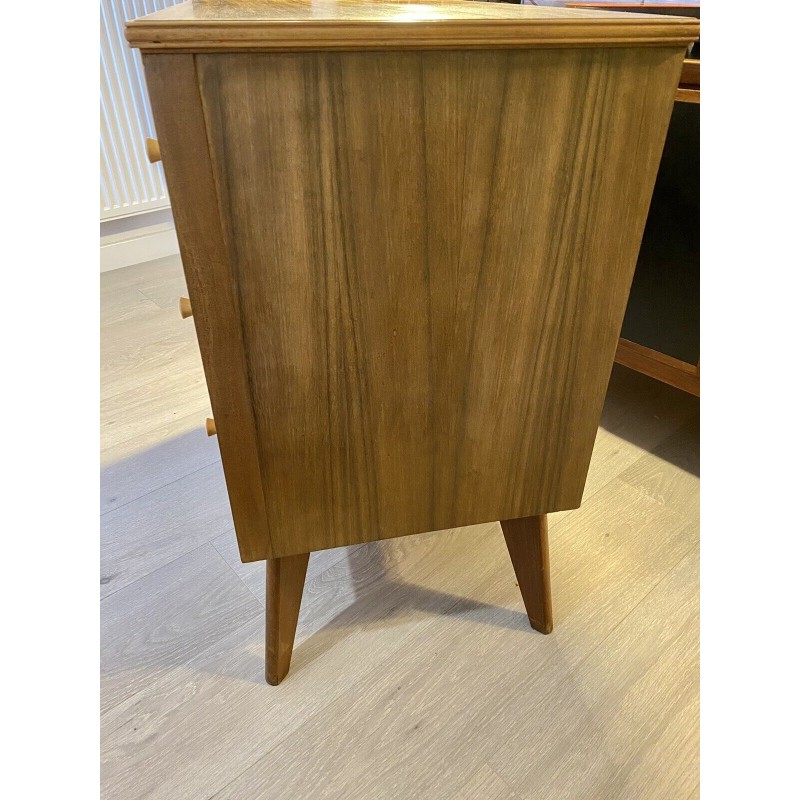 Vintage walnut veneer chest of 3 drawers by Morris of Glasgow, 1950s