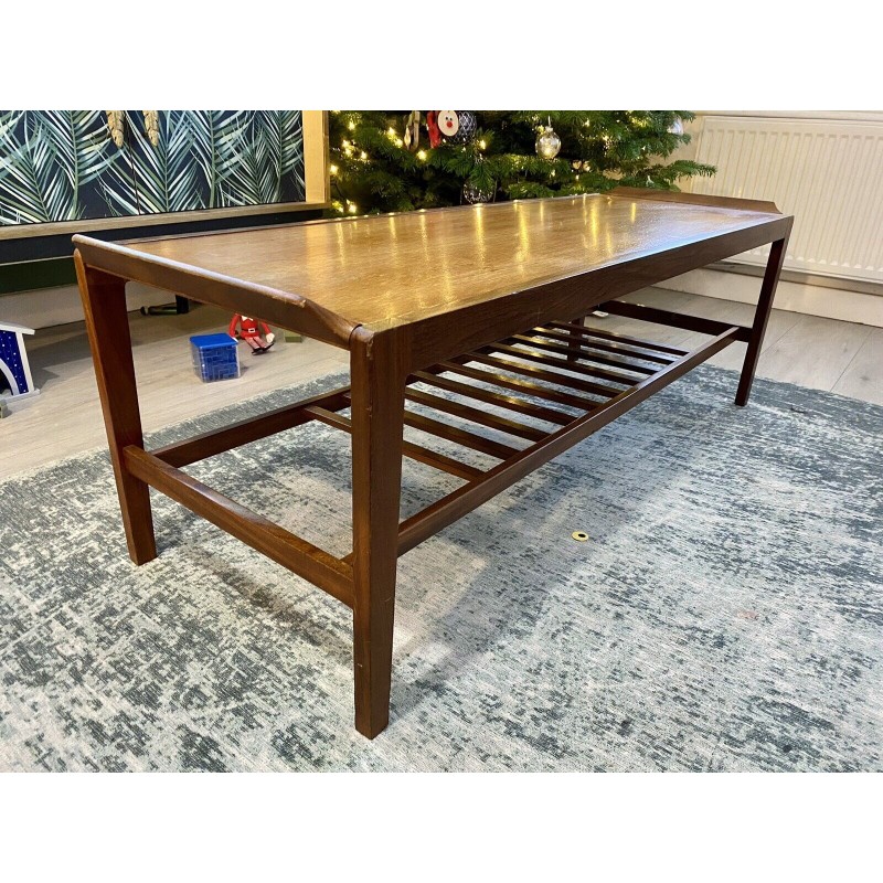 Vintage Remploy coffee table in teak with magazine shelf