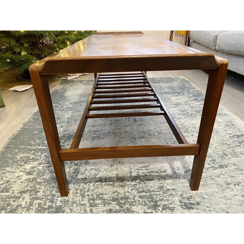 Vintage Remploy coffee table in teak with magazine shelf
