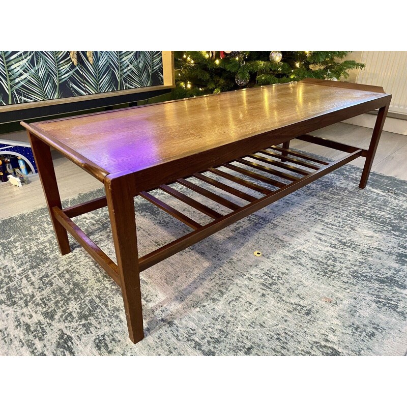 Vintage Remploy coffee table in teak with magazine shelf