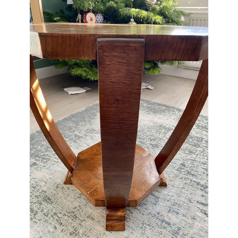 Table basse octogonale vintage Art Déco en chêne, 1930