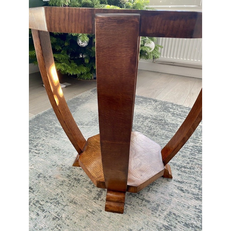 Vintage Art Deco octagonal oak coffee table, 1930s