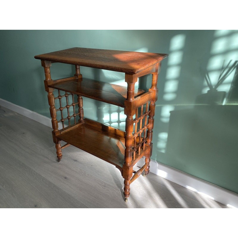 Vintage oak reading bookcase by Leonard Wyburn for Liberty of London, 1900s