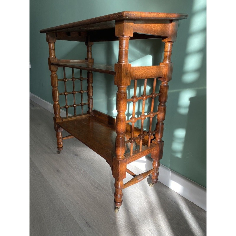 Vintage oak reading bookcase by Leonard Wyburn for Liberty of London, 1900s