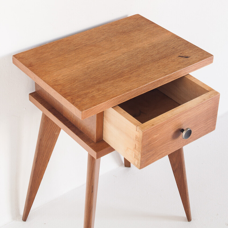 Vintage oak night stand, France 1960s