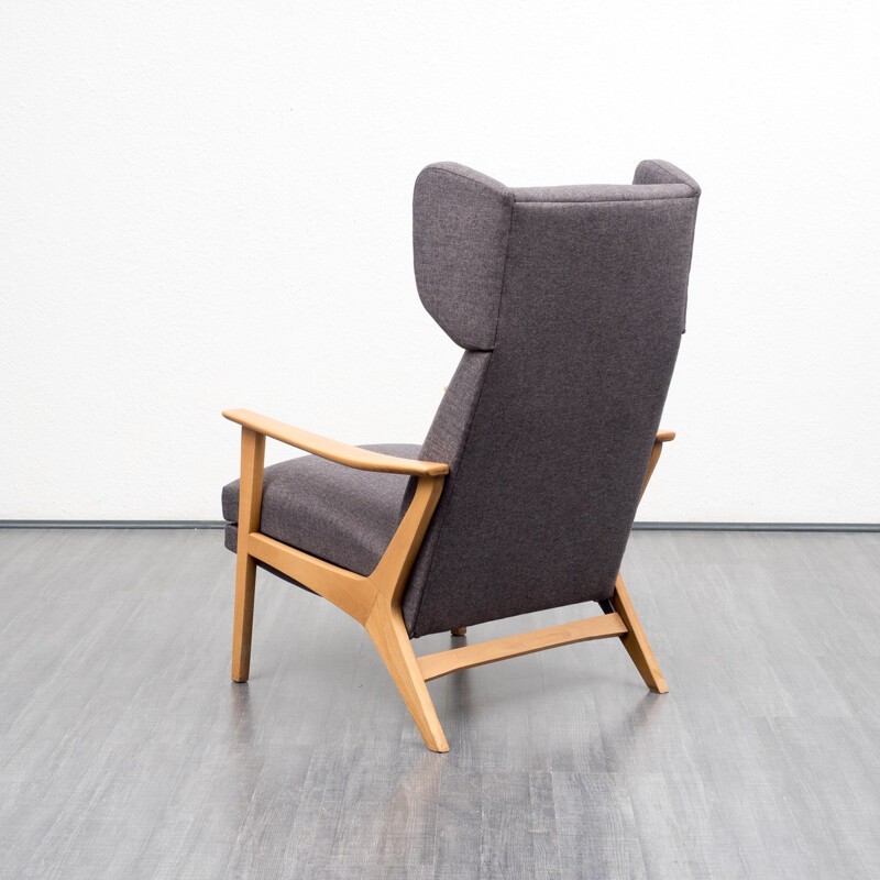 Fauteuil lounge oreillettes en hêtre - 1960